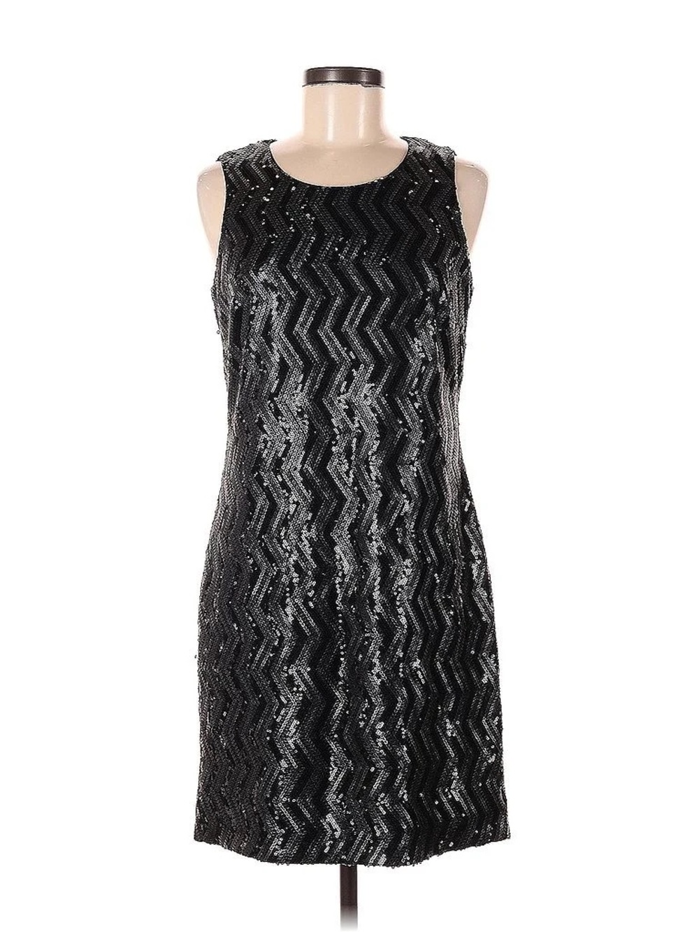 Banana Republic Black Sequin Chevron Shift Dress